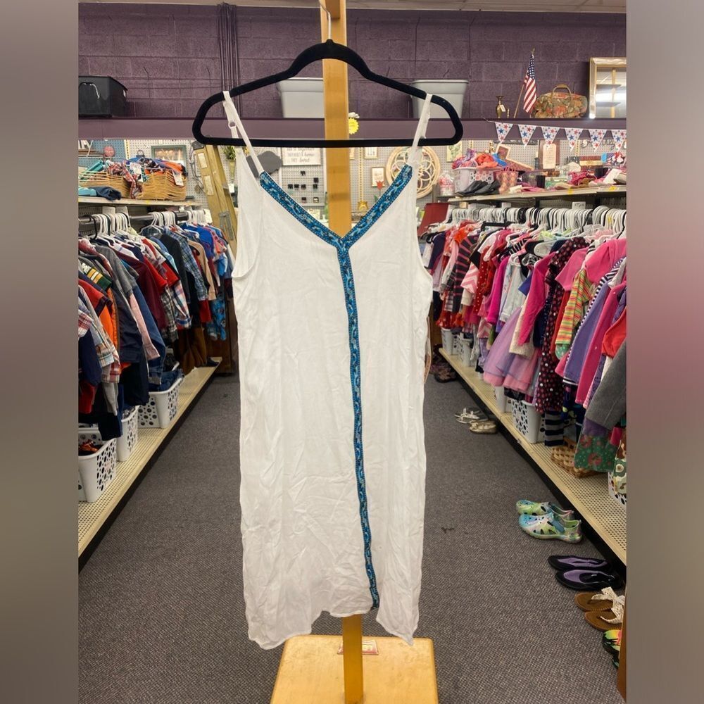 Raya Sun Ladies Med White & Blue Coverup Dress